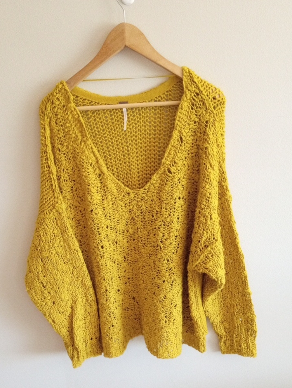 Free People Sunday Shore Sweater Gold Show Size Large